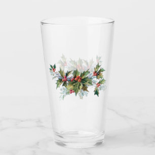 Elegant Vintag Holly and Pine Glas
