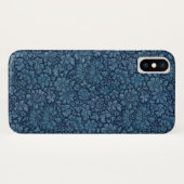 Elegant Vintag Indigo Blue Floral Case-Mate iPhone Hülle (Rückseite (Horizontal))
