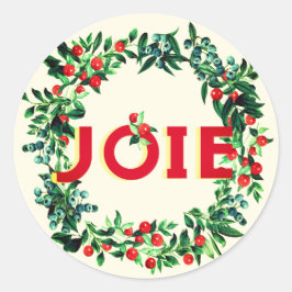 Elegant Vintag Joy JOIE Berry Wreath Runder Aufkleber