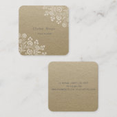 Elegant Vintag, Kraft, Spitze Quadratische Visitenkarte (Vorne/Hinten)