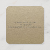 Elegant Vintag, Kraft, Spitze Quadratische Visitenkarte (Rückseite)