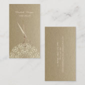 Elegant Vintag, Kraft, Spitze, Scheren Visitenkarte (Vorne/Hinten)