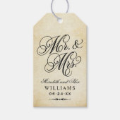 Elegant Vintag Mr. and Mrs. Script Custom Monogram Geschenkanhänger (Vorderseite)