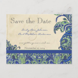 Elegant Vintag Paisley Wedding Save the Date Ankündigungspostkarte