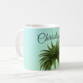 Elegant Vintag Palm Tree Green Kaffeetasse (Vorderseite Links)