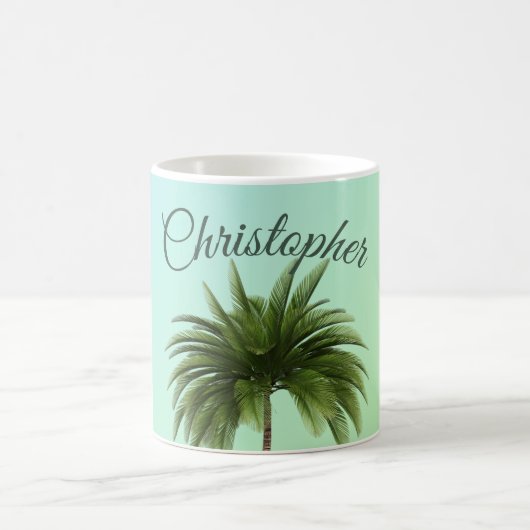 Elegant Vintag Palm Tree Green Kaffeetasse (Mittel)