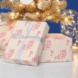 Elegant Vintag Pink Weihnachtskerze Poinsettia Geschenkpapier