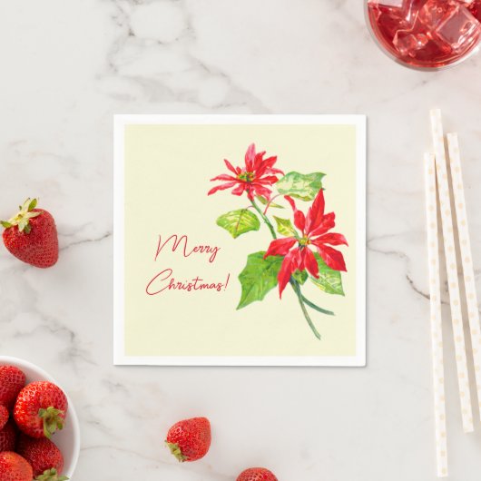 Elegant Vintag Poinsettia Frohe Weihnachtsfeiertag Serviette (Beispiel)