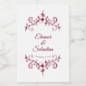 Elegant Vintag Romance Burgundy Wedding Mini Weinetikett (Einzelnes Label)
