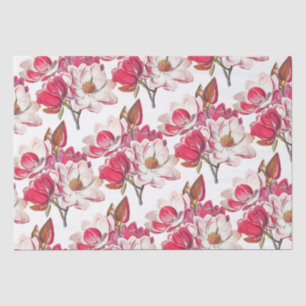 Elegant Vintag Rosa Magnolia Weiß Seidenpapier