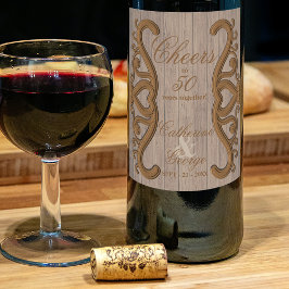 Elegant Vintag Rustikal 50. Hochzeitstag Weinetikett