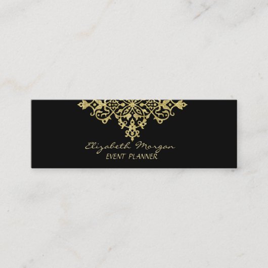 Elegant Vintag, schwarz, goldgelb Mini Visitenkarte (Vorderseite)