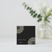 Elegant Vintag, schwarz, Spitze Quadratische Visitenkarte (Stehend Vorderseite)