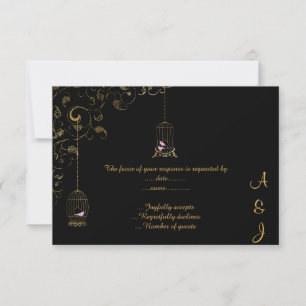 ELEGANT VINTAG SCHWARZE BIRDCAGE CUSTOM UAWG RSVP KARTE