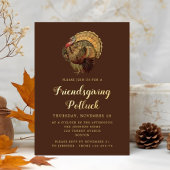 Elegant Vintag Turkey Friendsgiving Potluck Gold Folieneinladung