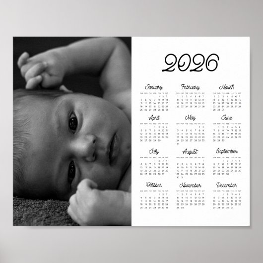 Elegant vintage 2026 photo landscape calendar poster (Vorne)