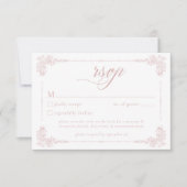 Elegant Vintage Baroque Dusty Pink Wedding QR RSVP Karte (Vorderseite)
