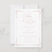 Elegant Vintage Baroque Dusty Pink Wedding Save The Date (Vorderseite)