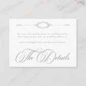 Elegant Vintage Baroque Sage Green Wedding Begleitkarte (Vorderseite)