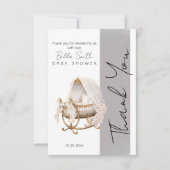 Elegant Vintage Bassinet Baby Shower Dankeskarte (Vorderseite)