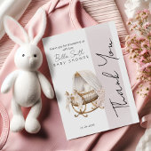 Elegant Vintage Bassinet Baby Shower Dankeskarte