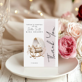 Elegant Vintage Bassinet Baby Shower Dankeskarte