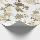 Elegant Vintage Beige Deer Fox Country Toile Geschenkpapier (Ecke)