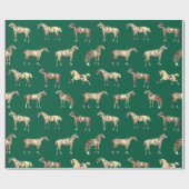 Elegant Vintage Beige Green Saddled Horses  Geschenkpapier (Flach)