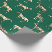 Elegant Vintage Beige Green Saddled Horses  Geschenkpapier (Ecke)