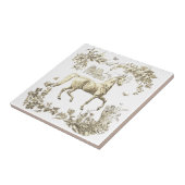Elegant Vintage Beige Horse Floral Fliese (Seite)