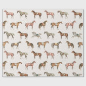 Elegant Vintage Beige Saddled Horses Geschenkpapier (Flach)