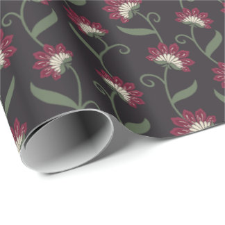 Elegant Vintage Black Floral Wrapping Paper Geschenkpapier