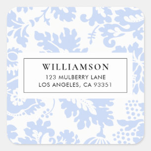 Elegant Vintage Blaue Venezianische Blumen Botanis Quadratischer Aufkleber