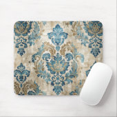 Elegant Vintage Blue Floral Mousepad (Mit Mouse)