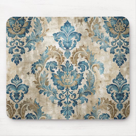 Elegant Vintage Blue Floral Mousepad (Vorne)