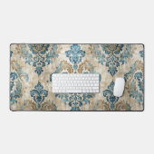 Elegant Vintage Blue Floral Schreibtischunterlage (Tastatur & Maus)
