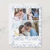 Elegant Vintage Blue Photo Wedding Save The Date (Rückseite)