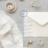 Elegant Vintage Blue Toile Monogram Wedding Acryleinladungen