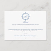 Elegant Vintage Blue Toile Monogram Wedding Begleitkarte (Vorderseite)