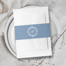 Elegant Vintage Blue Toile Monogram Wedding Einladungsbanderole