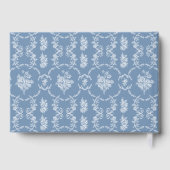 Elegant Vintage Blue Toile Monogram Wedding Gästebuch (Rückseite)