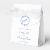 Elegant Vintage Blue Toile Monogram Wedding Geschenkschachtel (Vorderseite)