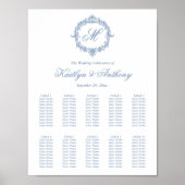 Elegant Vintage Blue Toile Monogram Wedding Poster (Vorne)