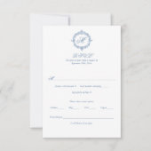 Elegant Vintage Blue Toile Monogram Wedding RSVP Karte (Vorderseite)