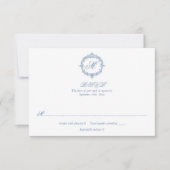 Elegant Vintage Blue Toile Monogram Wedding RSVP Karte (Vorderseite)
