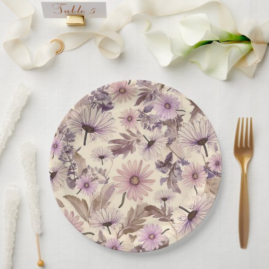 Elegant Vintage Blumenmuster Pappteller (Hochzeit)