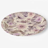 Elegant Vintage Blumenmuster Pappteller (Schrägansicht)