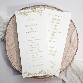 Elegant Vintage Botanical  Gold Wedding Program Programm