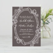 Elegant Vintage Brown Wedding Einladung (Stehend Vorderseite)