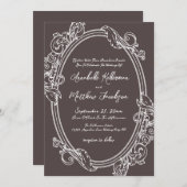 Elegant Vintage Brown Wedding Einladung (Vorne/Hinten)